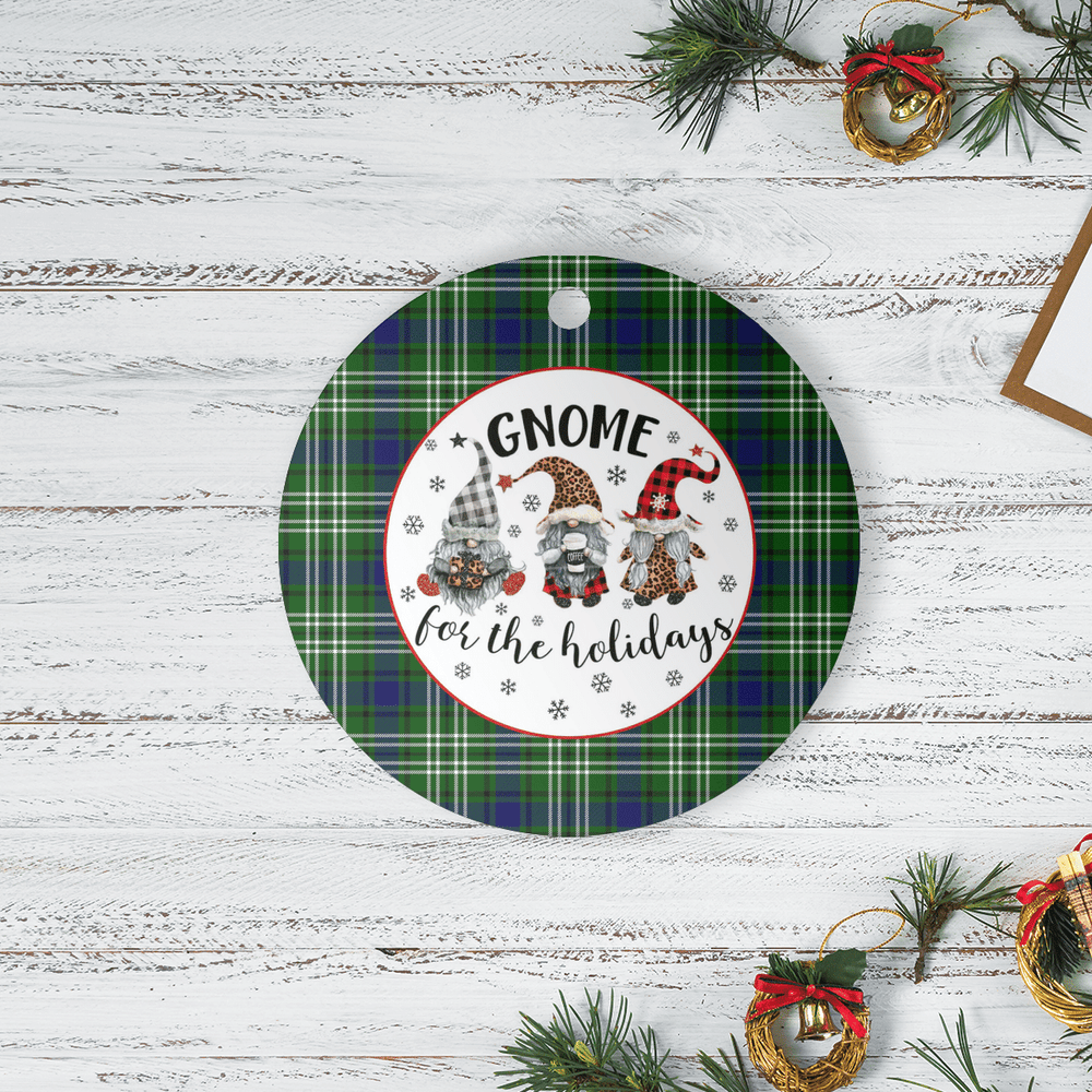Clan Swinton (Tweedside) Tartan Tartan Crest Gnome Round Ceramic Ornament RJ22 Swinton (Tweedside) Tartan Tartan Christmas
