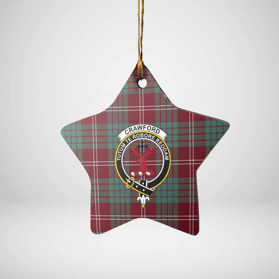 Clan Crawford Modern Tartan Crest Star Ceramic Ornament PD97 Crawford Modern Tartan Tartan Christmas