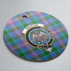 Clan Ralston Tartan Crest Round Ceramic Ornament MZ40 Ralston Tartan Tartan Christmas