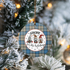 Clan Napier Ancient Tartan Tartan Crest Gnome Round Ceramic Ornament GO45 Napier Ancient Tartan Tartan Christmas