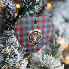 Clan Skirving (Edinburgh) Tartan Crest Heart Ceramic Ornament NU21 Skirving (Edinburgh) Tartan Tartan Christmas