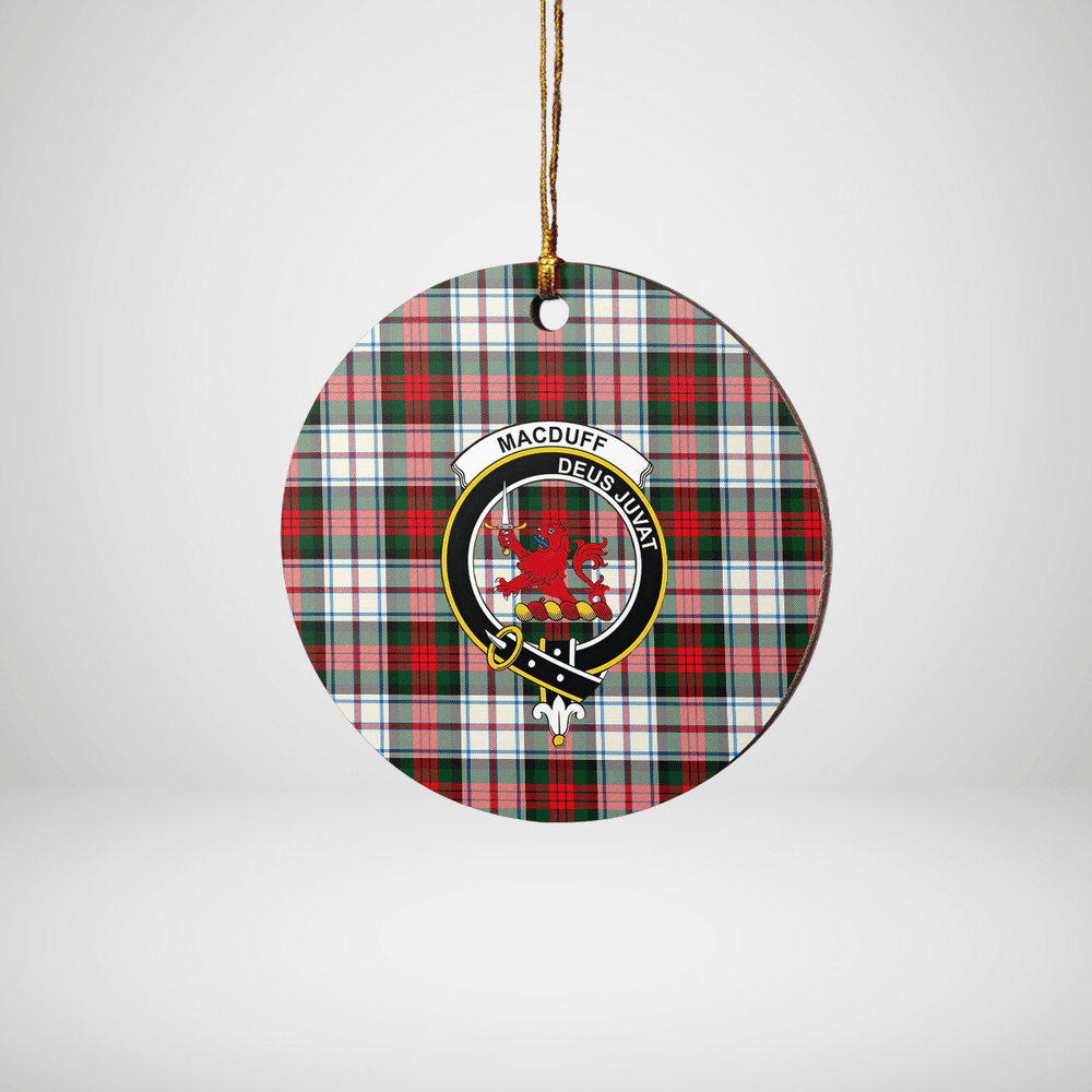Clan MacDuff Dress Modern Tartan Crest Round Ceramic Ornament AY53 MacDuff Dress Modern Tartan Tartan Christmas