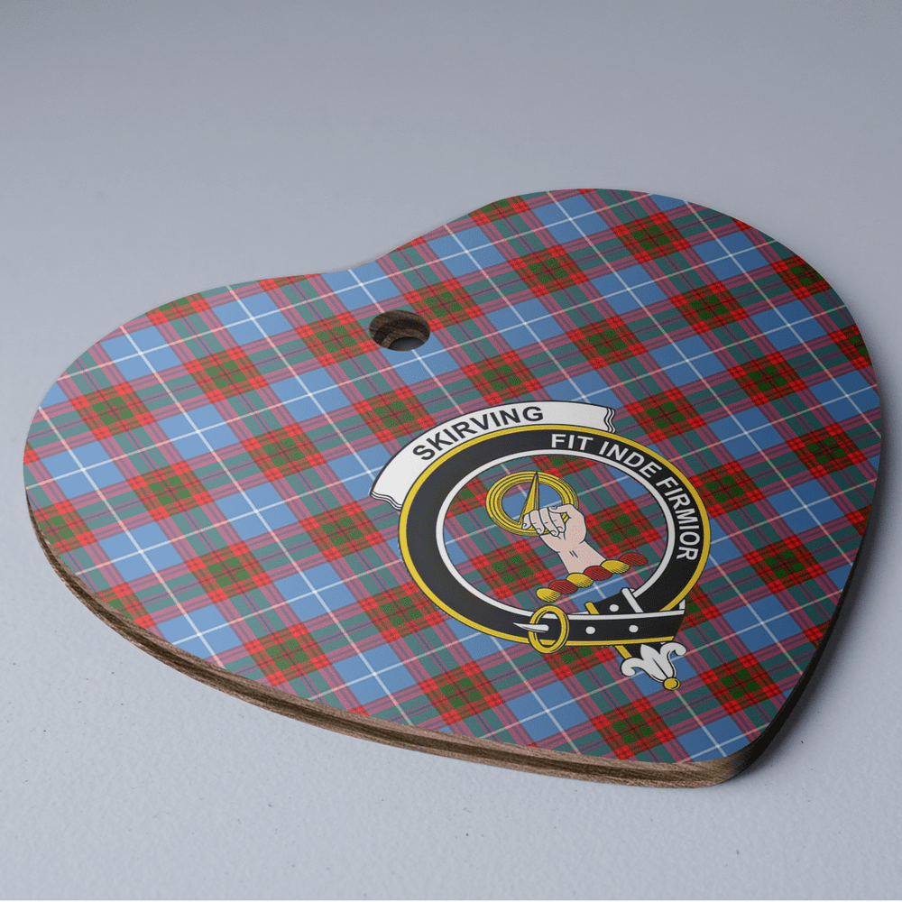Clan Skirving (Edinburgh) Tartan Crest Heart Ceramic Ornament NU21 Skirving (Edinburgh) Tartan Tartan Christmas