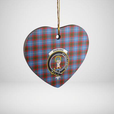 Clan Skirving (Edinburgh) Tartan Crest Heart Ceramic Ornament NU21