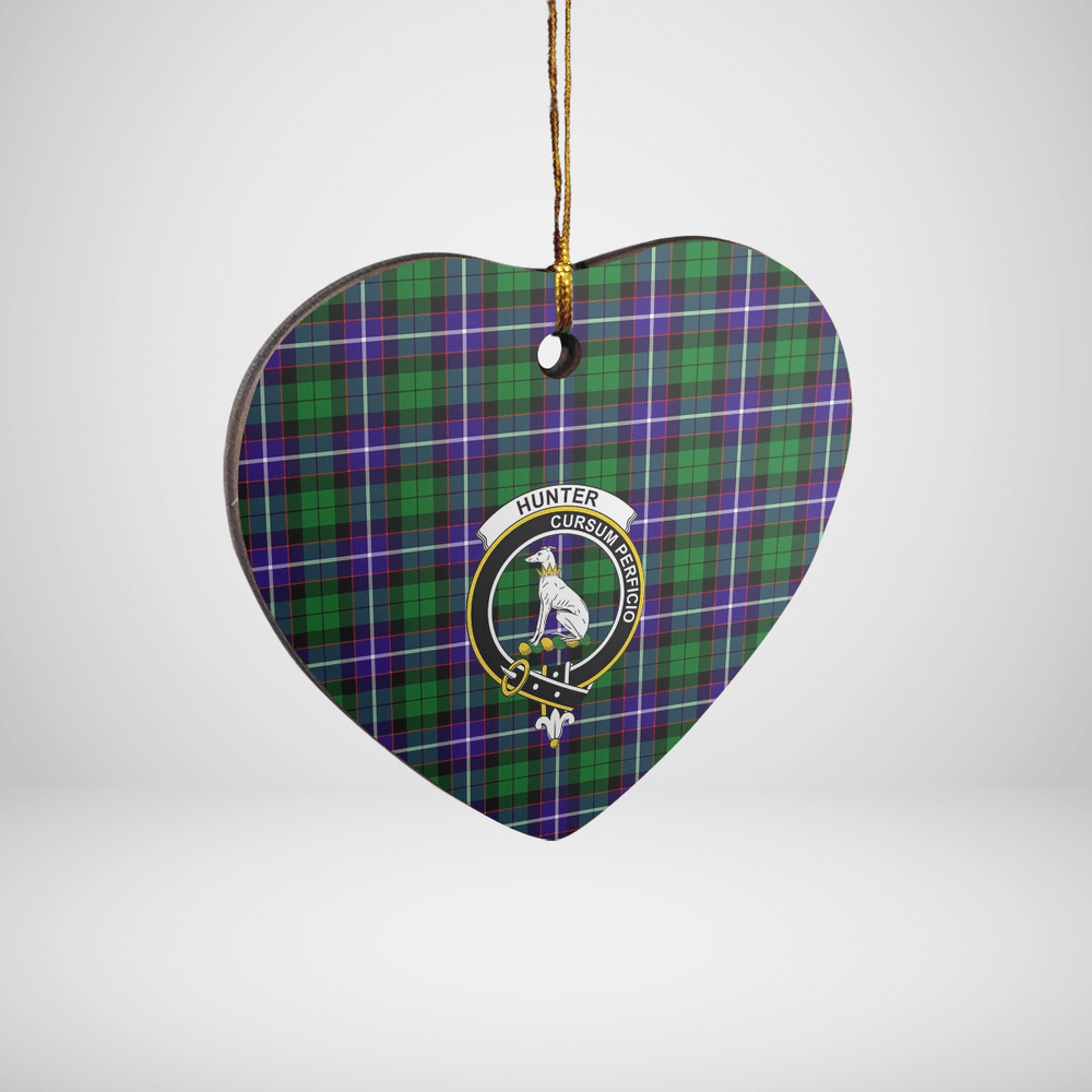 Clan Hunter Tartan Crest Heart Ceramic Ornament JX81 Hunter Tartan Tartan Christmas