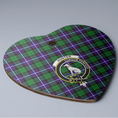 Clan Hunter Tartan Crest Heart Ceramic Ornament JX81 Hunter Tartan Tartan Christmas