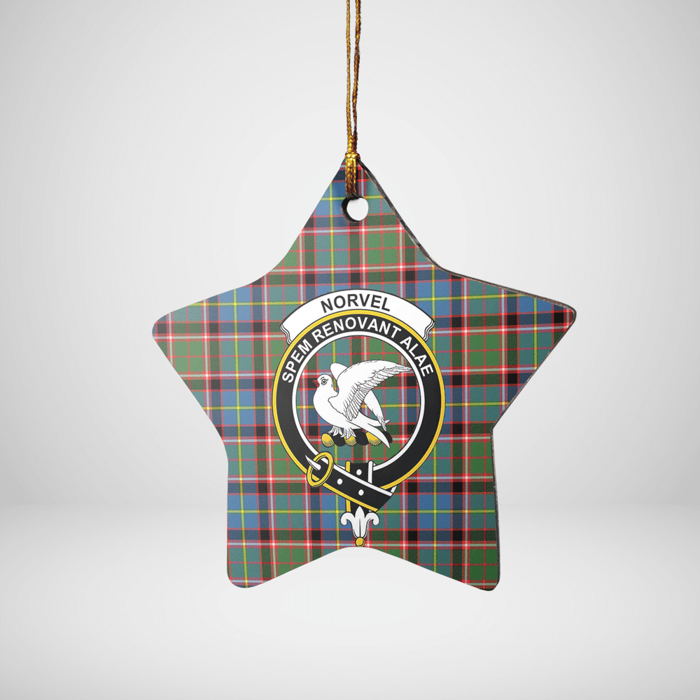 Clan Norvel (Stirling) Tartan Crest Star Ceramic Ornament IA17 Norvel (Stirling) Tartan Tartan Christmas