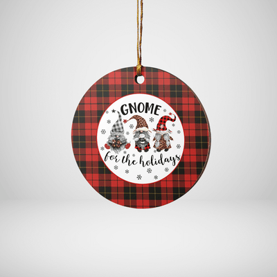 Clan Wallace Weathered Tartan Tartan Crest Gnome Round Ceramic Ornament