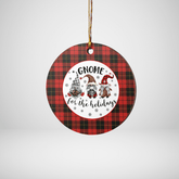 Clan Wallace Weathered Tartan Tartan Crest Gnome Round Ceramic Ornament MZ86 Wallace Weathered Tartan Tartan Christmas