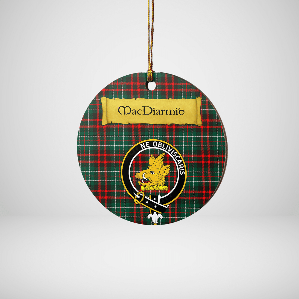 Clan MacDiarmid Modern Tartan Crest Round Ceramic Ornament EP93 MacDiarmid Modern Tartan Tartan Christmas