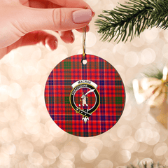 Clan MacRae Modern Tartan Crest Round Ceramic Ornament TF95 MacRae Modern Tartan Tartan Christmas