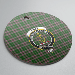Clan Gray Hunting Tartan Crest Round Ceramic Ornament DF11 Gray Hunting Tartan Tartan Christmas