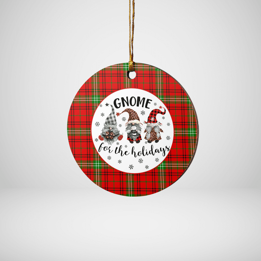 Clan Morrison Red Modern Tartan Tartan Crest Gnome Round Ceramic Ornament WZ61 Morrison Red Modern Tartan Tartan Christmas