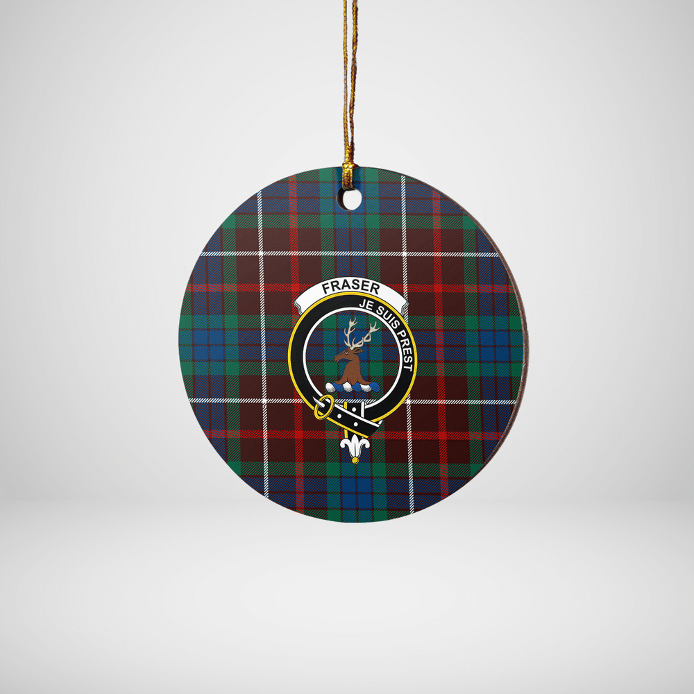 Clan Fraser Hunting Ancient Tartan Crest Round Ceramic Ornament WO59 Fraser Hunting Ancient Tartan Tartan Christmas