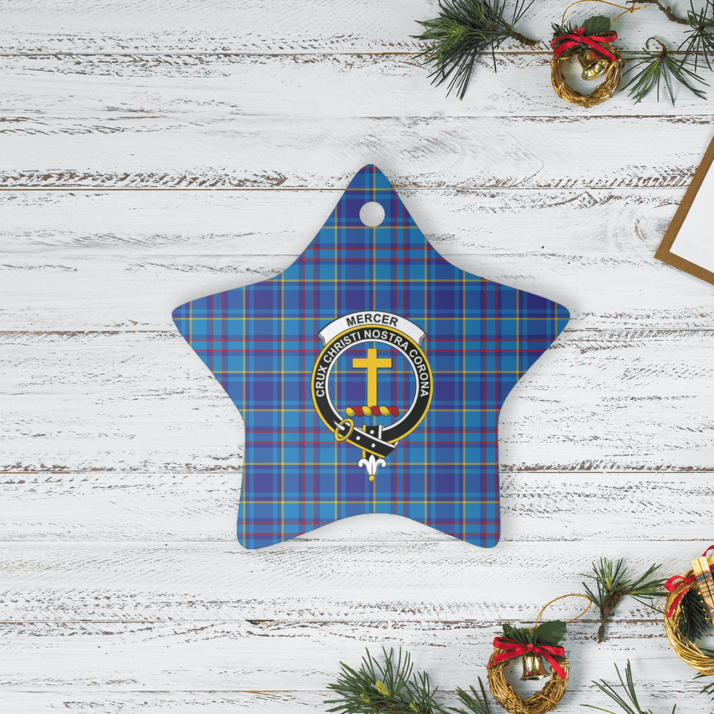 Clan Mercer Modern Tartan Crest Star Ceramic Ornament GE28 Mercer Modern Tartan Tartan Christmas