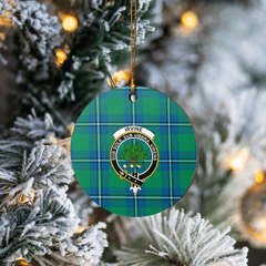 Clan Irvine Ancient Tartan Crest Round Ceramic Ornament JX22 Irvine Ancient Tartan Tartan Christmas