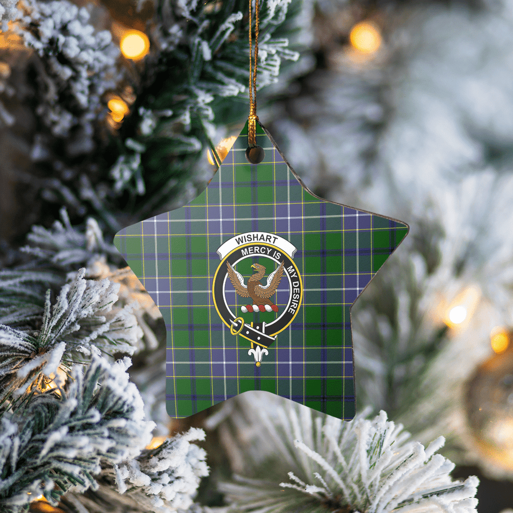Clan Wishart Hunting Tartan Crest Star Ceramic Ornament YH69 Wishart Hunting Tartan Tartan Christmas