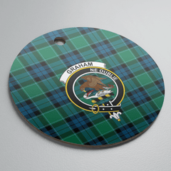 Clan Graham of Menteith Ancient Tartan Crest Round Ceramic Ornament TN48 Graham of Menteith Ancient Tartan Tartan Christmas