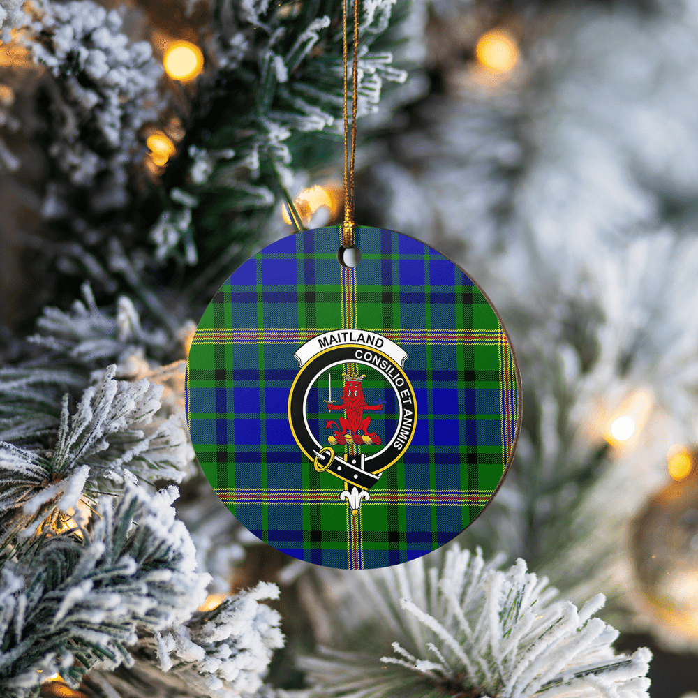 Clan Maitland Tartan Crest Round Ceramic Ornament KS13 Maitland Tartan Tartan Christmas