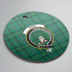 Clan Ross Hunting Ancient Tartan Crest Round Ceramic Ornament KR18 Ross Hunting Ancient Tartan Tartan Christmas
