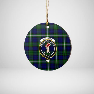 Clan Meldrum Forbes Tartan Crest Round Ceramic Ornament