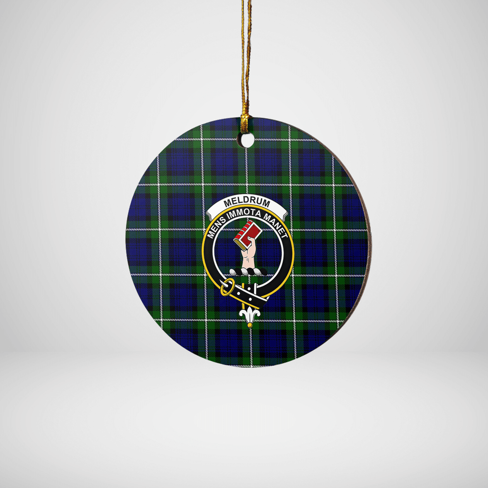 Clan Meldrum Forbes Tartan Crest Round Ceramic Ornament II88 Meldrum Forbes Tartan Tartan Christmas