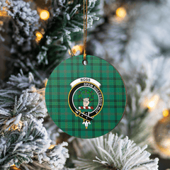 Clan Ross Hunting Ancient Tartan Crest Round Ceramic Ornament KR18 Ross Hunting Ancient Tartan Tartan Christmas