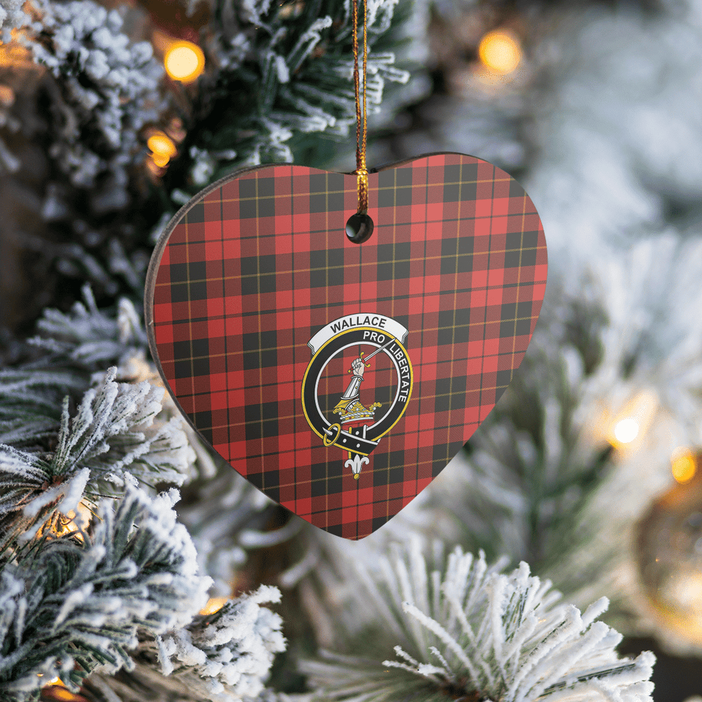 Clan Wallace Weathered Tartan Crest Heart Ceramic Ornament SK27 Wallace Weathered Tartan Tartan Christmas