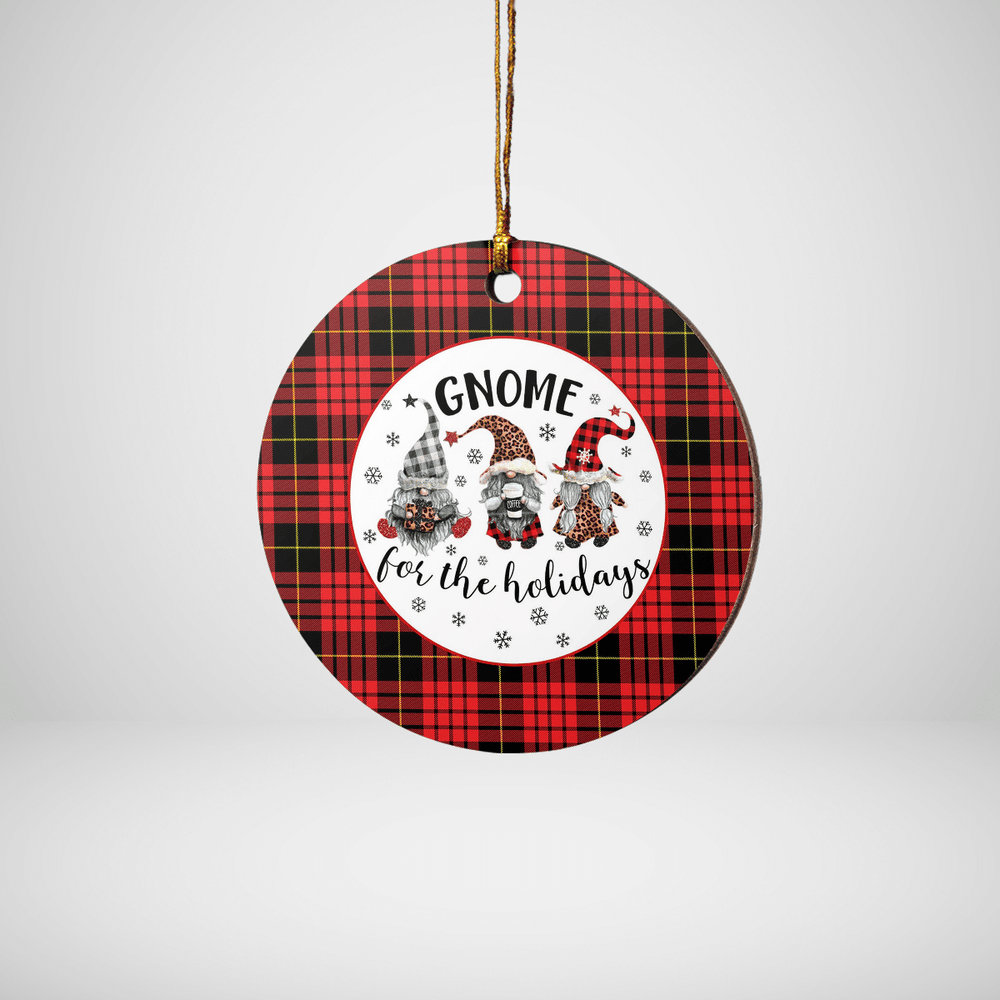 Clan MacQueen Modern Tartan Tartan Crest Gnome Round Ceramic Ornament LN55 MacQueen Modern Tartan Tartan Christmas