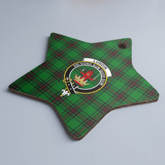 Clan Lundin Tartan Crest Star Ceramic Ornament NH43 Lundin Tartan Tartan Christmas