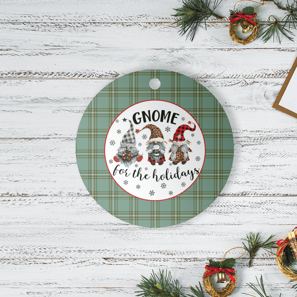 Clan Kelly Dress Tartan Tartan Crest Gnome Round Ceramic Ornament AK34 Kelly Dress Tartan Tartan Christmas