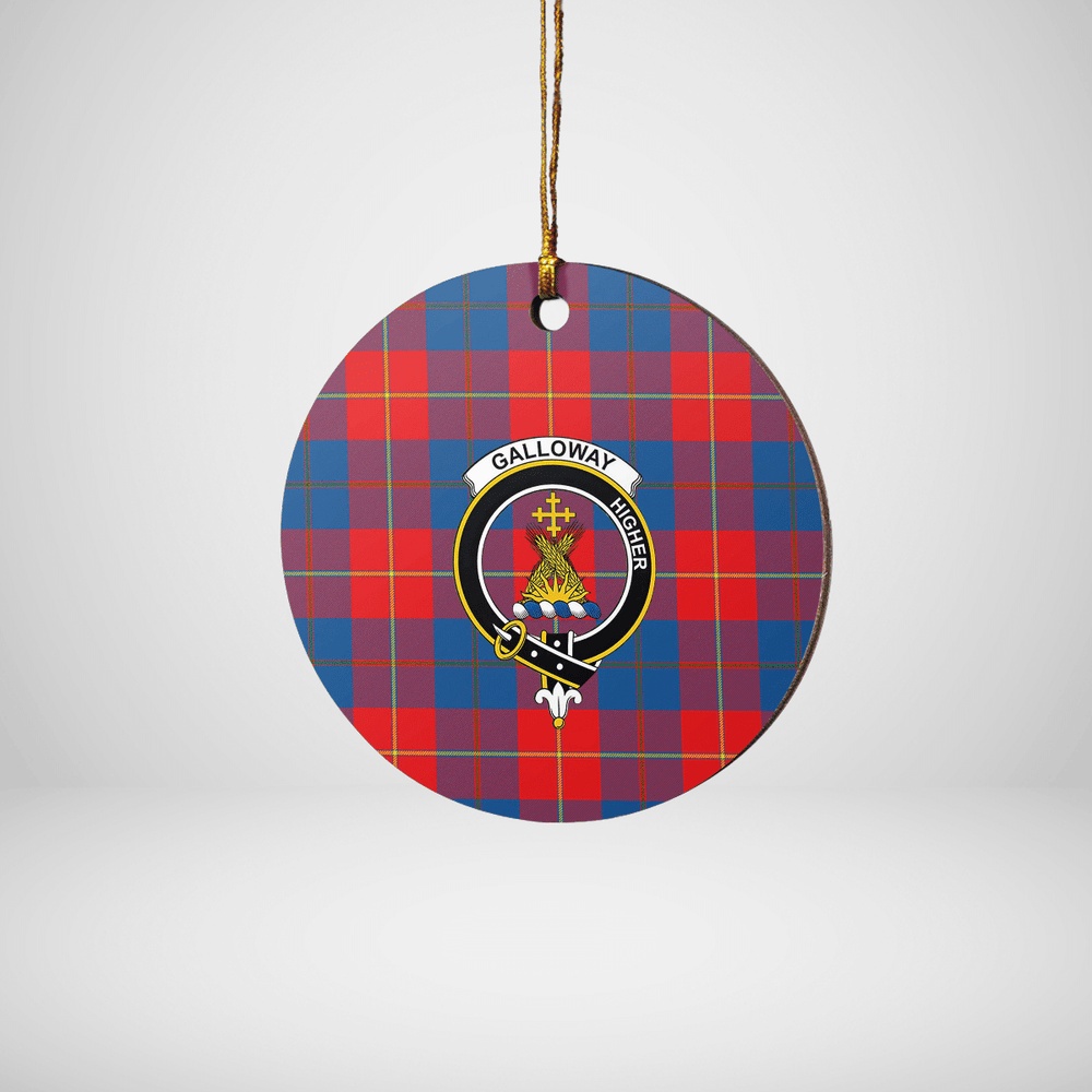 Clan Galloway Red Tartan Crest Round Ceramic Ornament TU41 Galloway Red Tartan Tartan Christmas