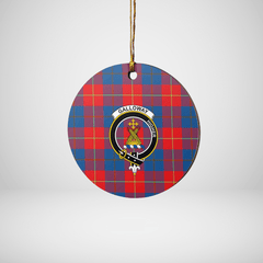 Clan Galloway Red Tartan Crest Round Ceramic Ornament TU41 Galloway Red Tartan Tartan Christmas
