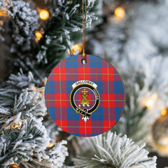 Clan Galloway Red Tartan Crest Round Ceramic Ornament TU41 Galloway Red Tartan Tartan Christmas