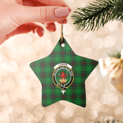 Clan Lundin Tartan Crest Star Ceramic Ornament NH43 Lundin Tartan Tartan Christmas