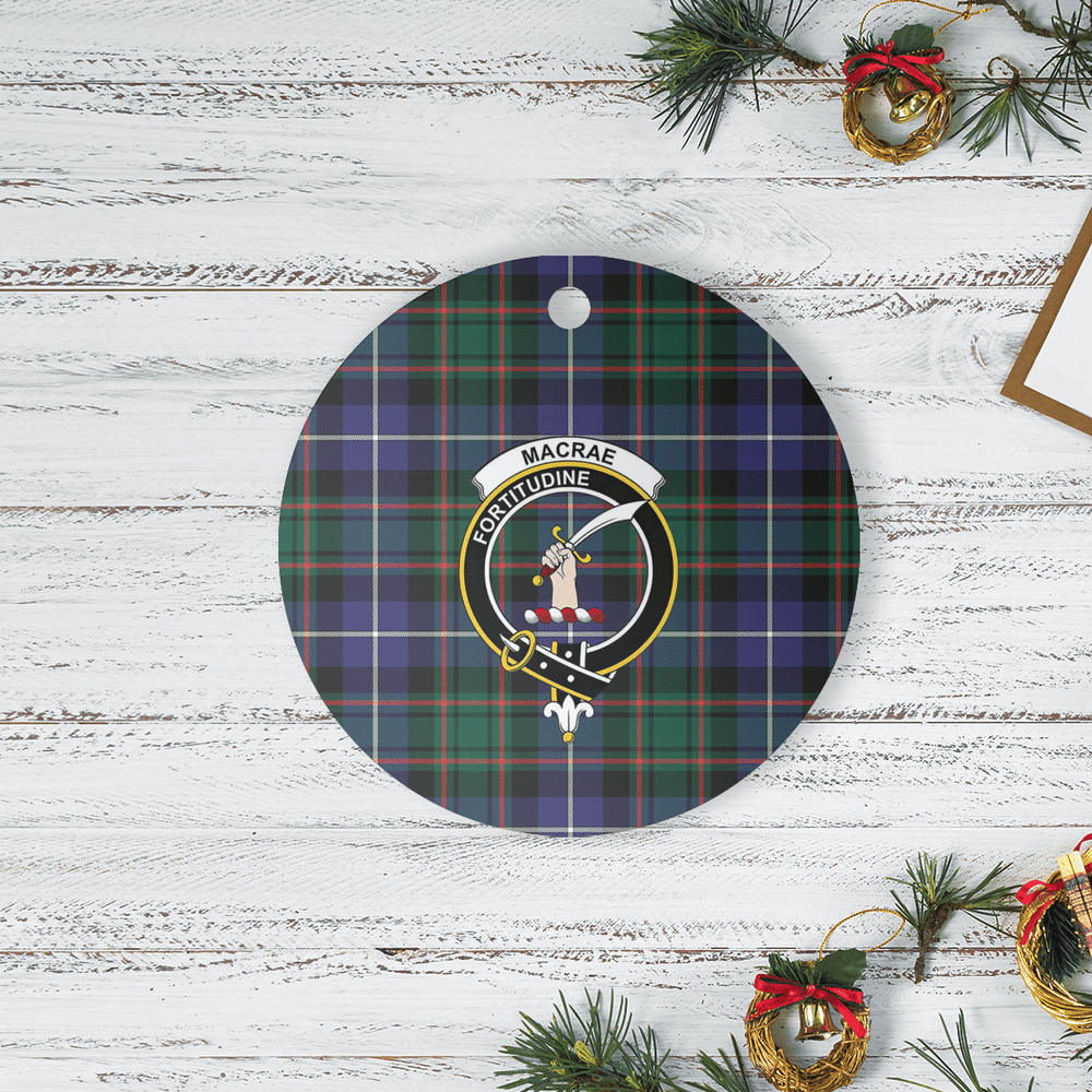 Clan MacRae Hunting Modern Tartan Crest Round Ceramic Ornament UK32 MacRae Hunting Modern Tartan Tartan Christmas