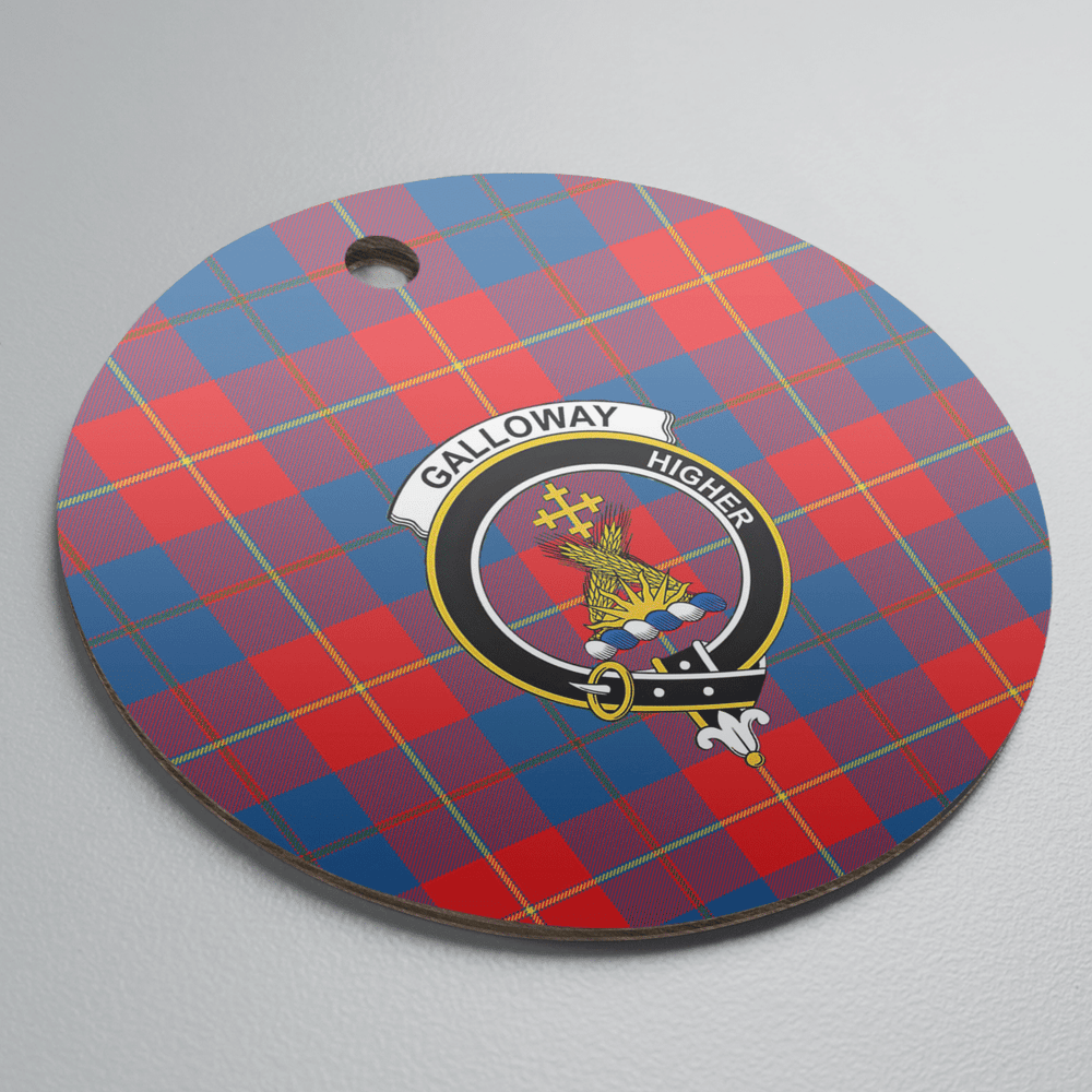 Clan Galloway Red Tartan Crest Round Ceramic Ornament TU41 Galloway Red Tartan Tartan Christmas