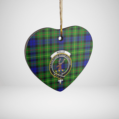 Clan Rollo Tartan Crest Heart Ceramic Ornament DZ47 Rollo Tartan Tartan Christmas