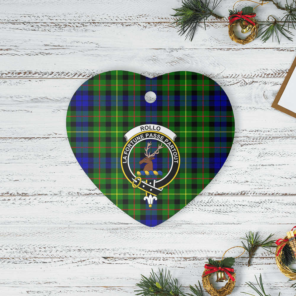 Clan Rollo Tartan Crest Heart Ceramic Ornament DZ47 Rollo Tartan Tartan Christmas