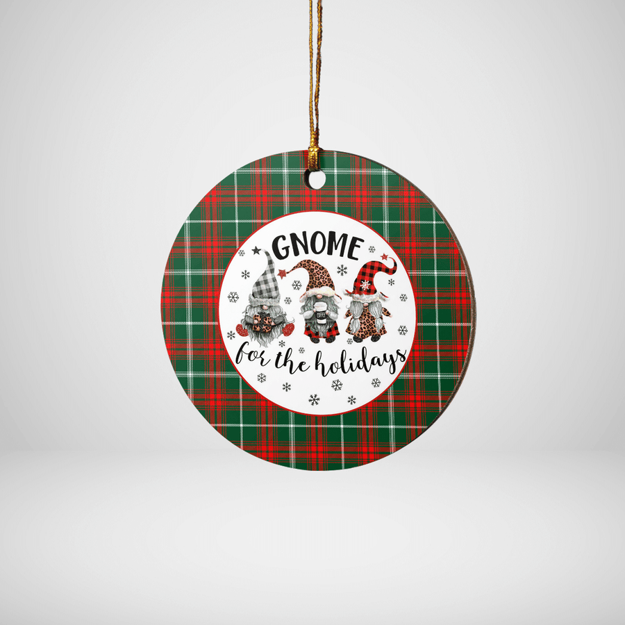 Clan Prince of Wales Tartan Tartan Crest Gnome Round Ceramic Ornament KB48 Prince of Wales Tartan Tartan Christmas