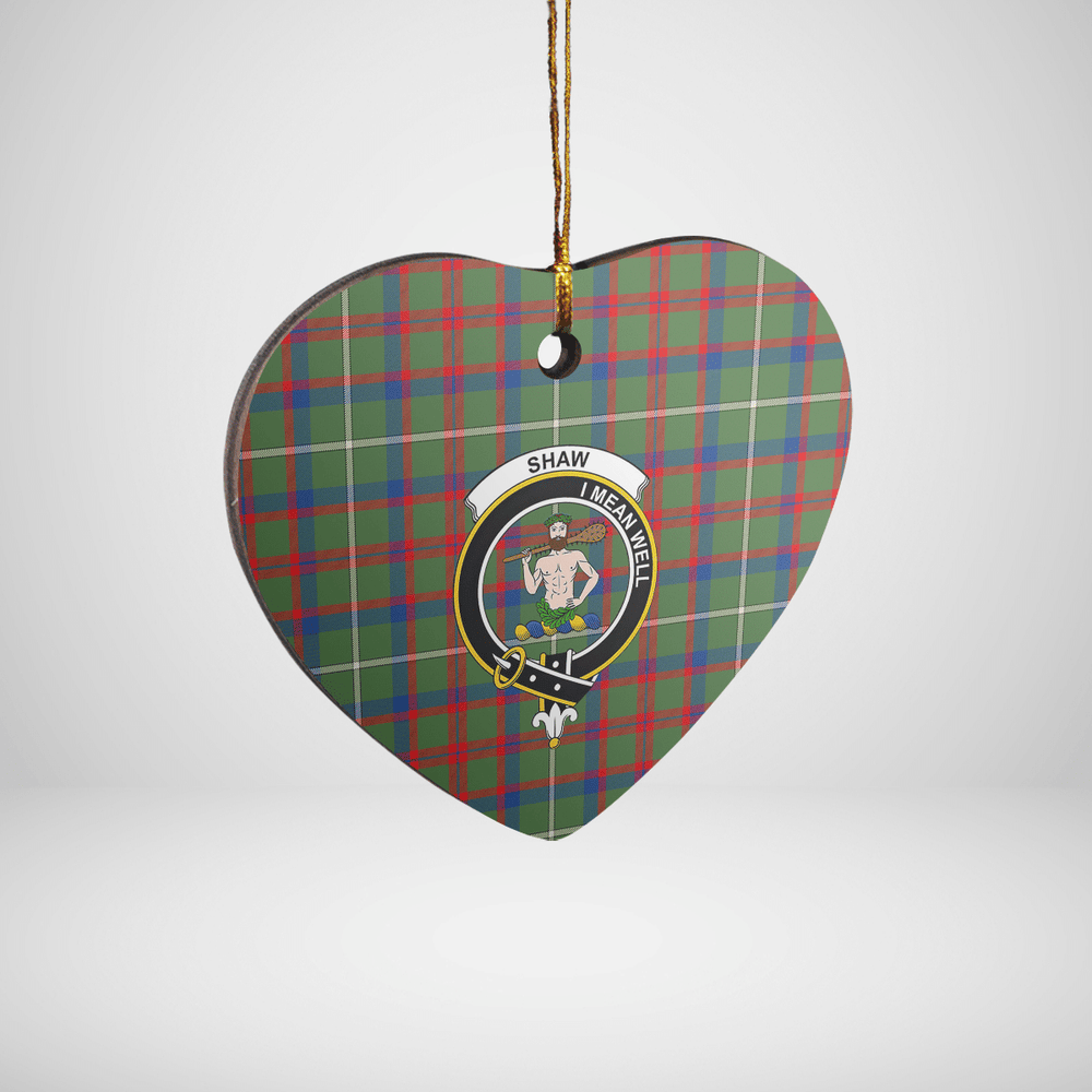 Clan Shaw Green Modern Tartan Crest Heart Ceramic Ornament MI29 Shaw Green Modern Tartan Tartan Christmas