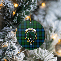 Clan MacKie Tartan Crest Round Ceramic Ornament RS48 MacKie Tartan Tartan Christmas