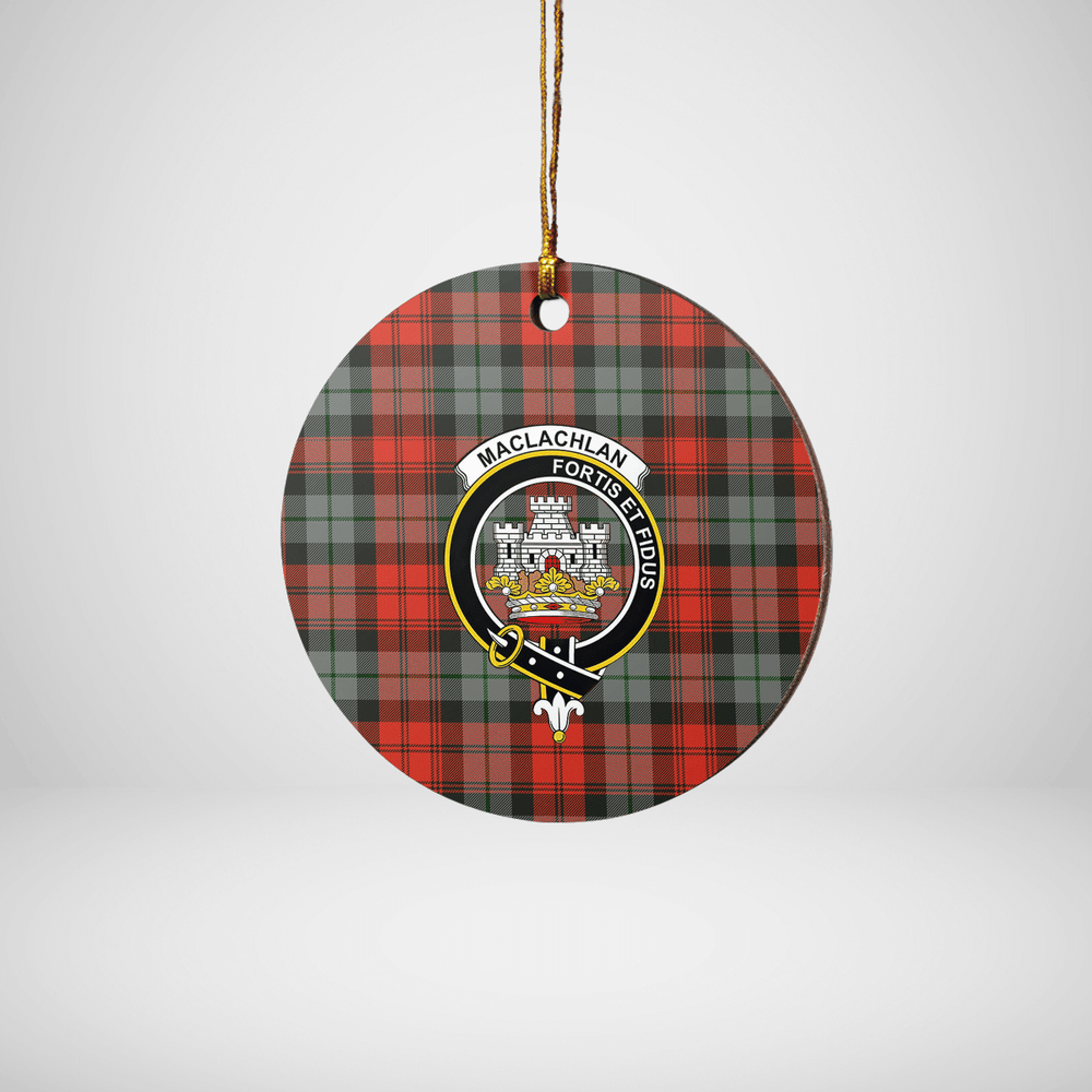 Clan MacLachlan Weathered Tartan Crest Round Ceramic Ornament EW15 MacLachlan Weathered Tartan Tartan Christmas