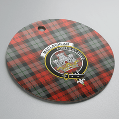Clan MacLachlan Weathered Tartan Crest Round Ceramic Ornament EW15 MacLachlan Weathered Tartan Tartan Christmas