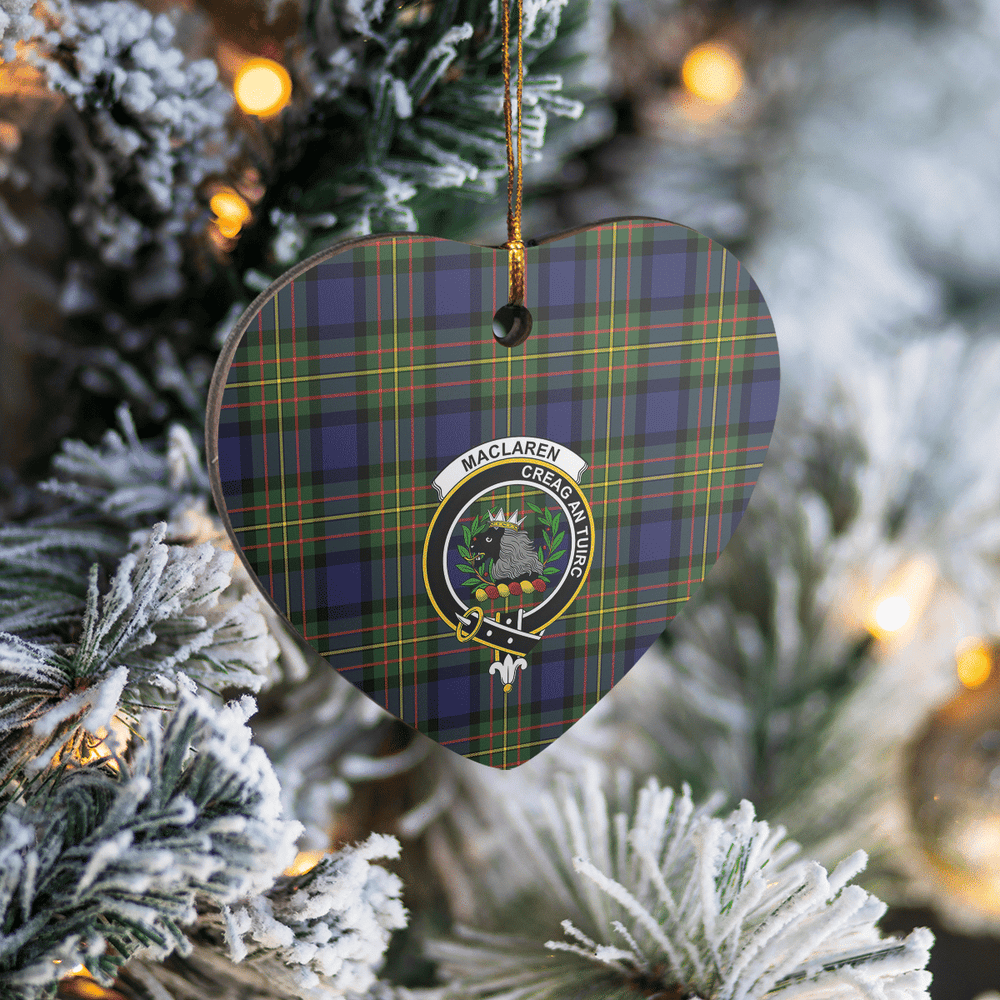 Clan MacLaren Modern Tartan Crest Heart Ceramic Ornament PB34 MacLaren Modern Tartan Tartan Christmas