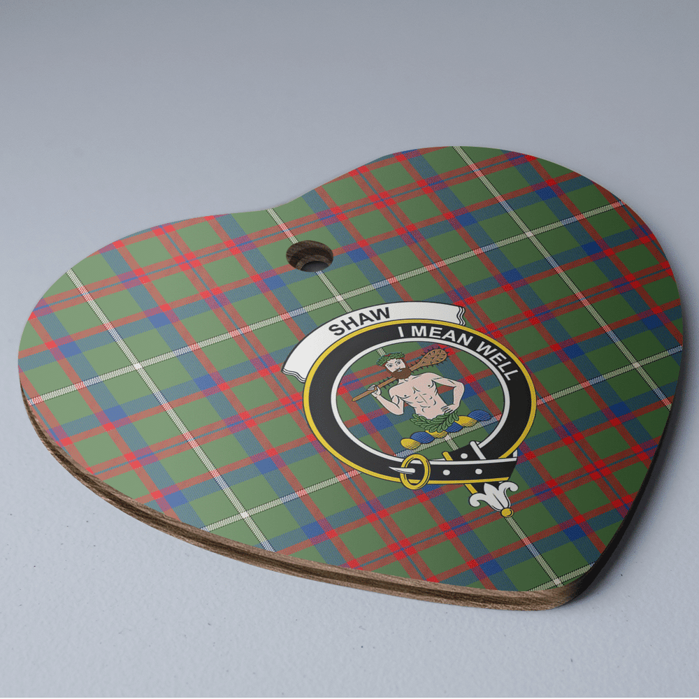 Clan Shaw Green Modern Tartan Crest Heart Ceramic Ornament MI29 Shaw Green Modern Tartan Tartan Christmas
