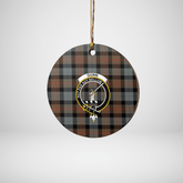 Clan Gunn Weathered Tartan Crest Round Ceramic Ornament WQ86 Gunn Weathered Tartan Tartan Christmas