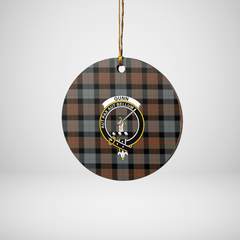 Clan Gunn Weathered Tartan Crest Round Ceramic Ornament WQ86 Gunn Weathered Tartan Tartan Christmas