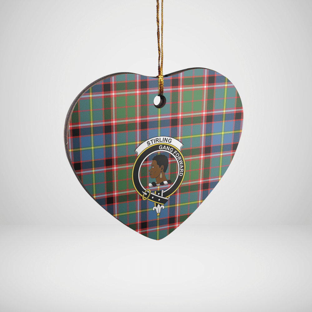 Clan Stirling (of Keir) Tartan Crest Heart Ceramic Ornament JD87 Stirling (of Keir) Tartan Tartan Christmas