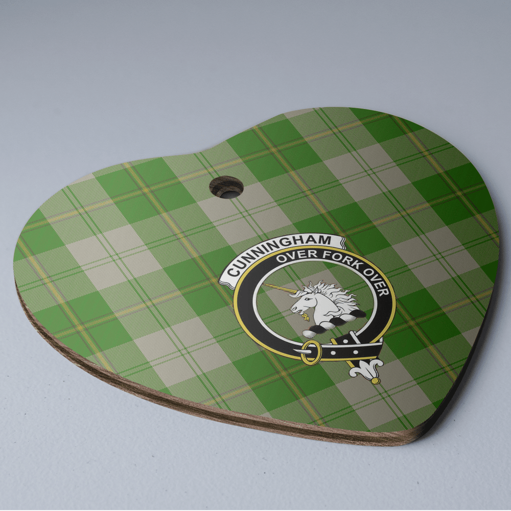 Clan Cunningham Dress Green Dancers Tartan Crest Heart Ceramic Ornament XP22 Cunningham Dress Green Dancers Tartan Tartan Christmas